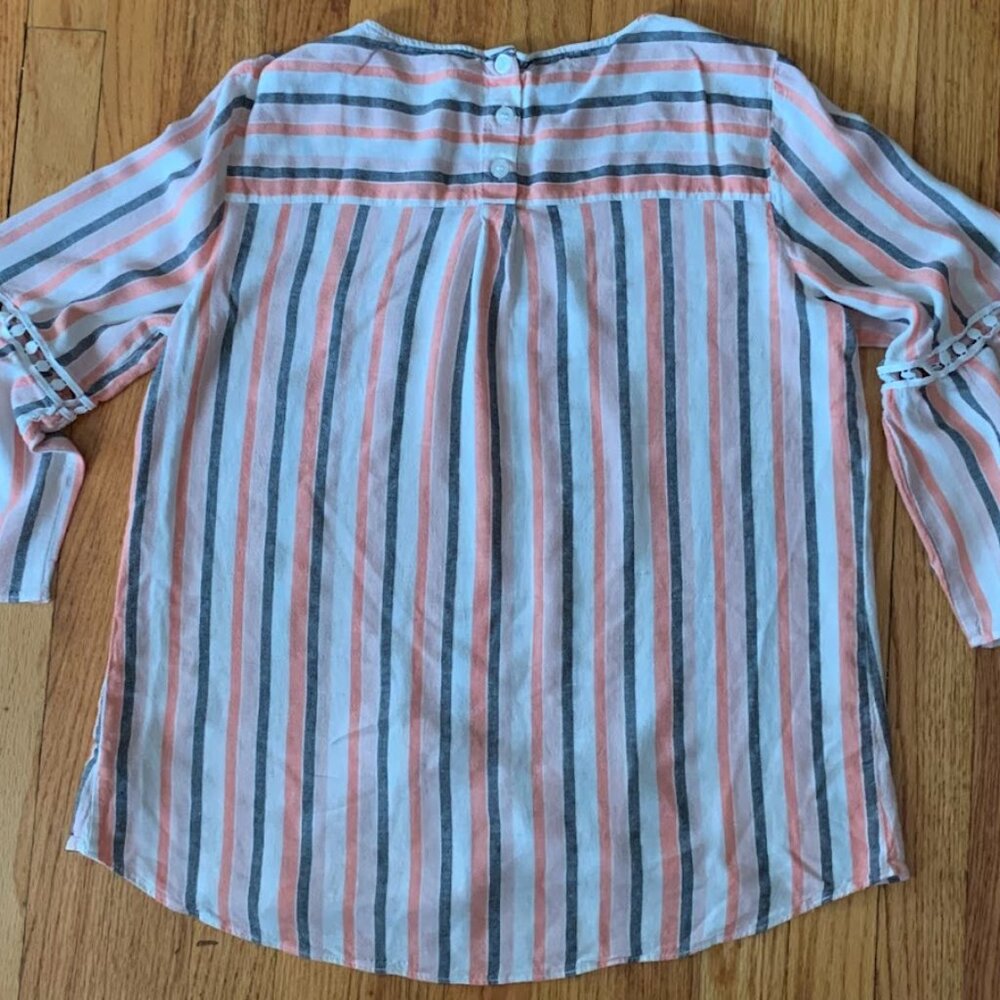 ALYX Women's Striped Boho Peasant Blouse Top Shirt Size Large - Picture 2 of 9